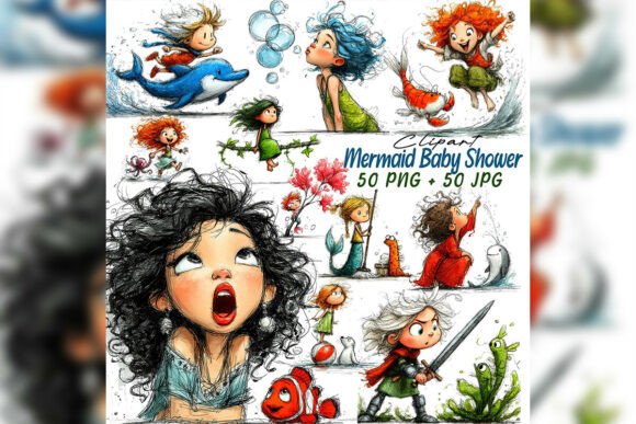 Download Whimsical Mermaid Clipart Ocean Party - Premium Resources