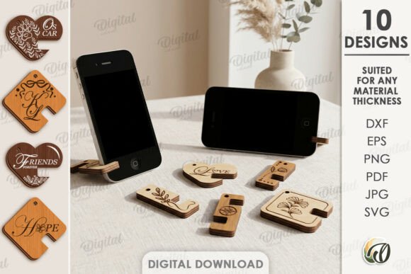 Download Keychain Phone Stands Bundle Laser Cut - Phone Collection